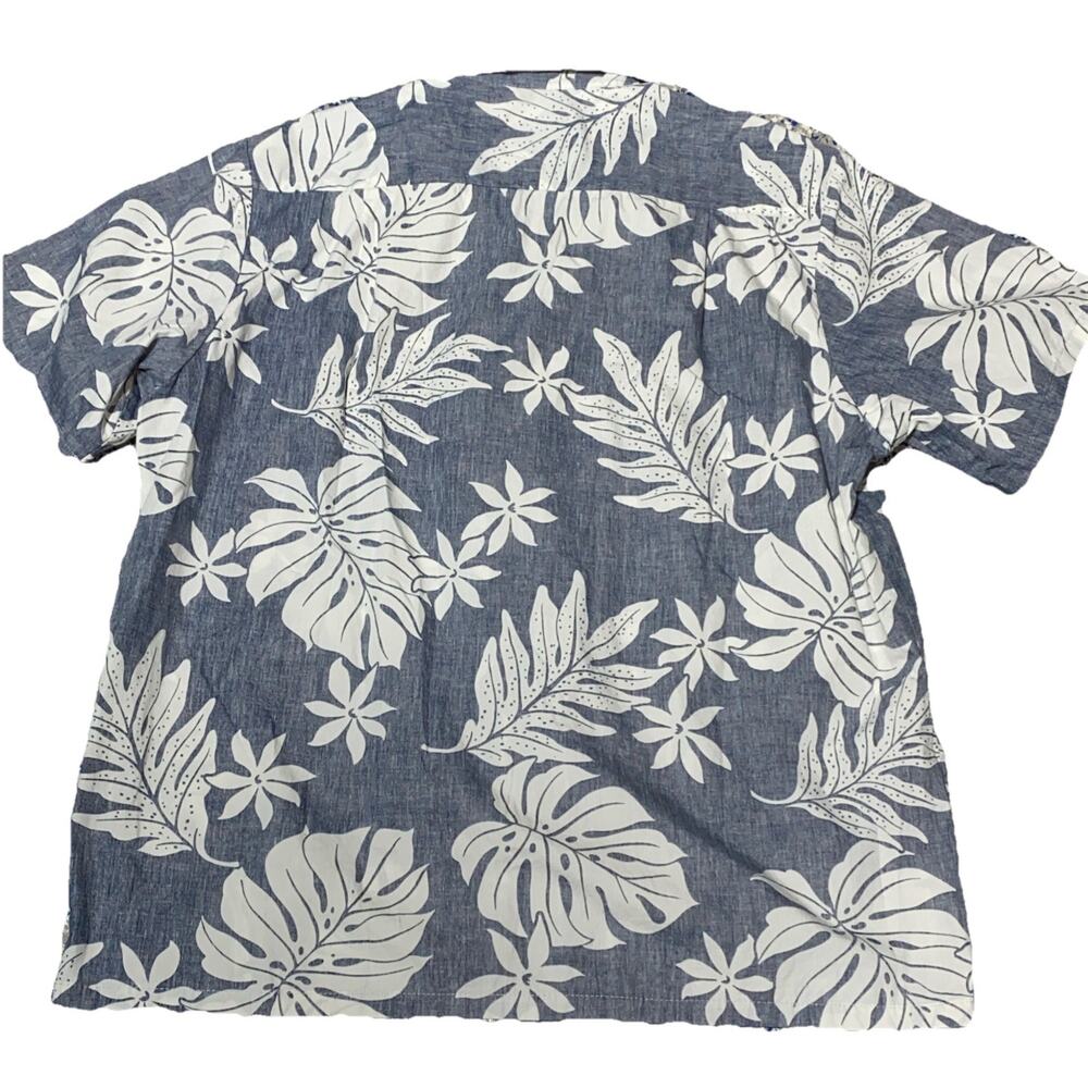 RJC Hawaiian Shirt Blue Palm Leave Tropical Print Made in HAWAII 2XL 100% Cotton - Picture 4 of 8